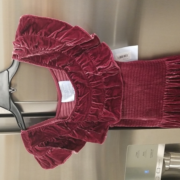 💕HILL HOUSE💕 The Akilah Nap Dress ~ Burgundy Velvet Small S NWT - Picture 10 of 15
